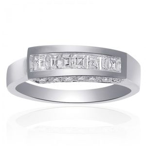 0.70 Carat Diamond Wedding Band 14K White Gold